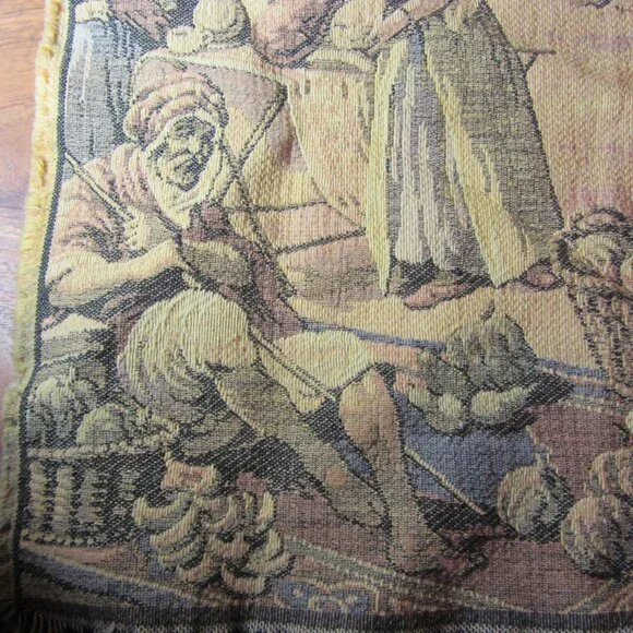 vintage middle eastern arabian market scene tapestry 17.5x18.5 (H151)